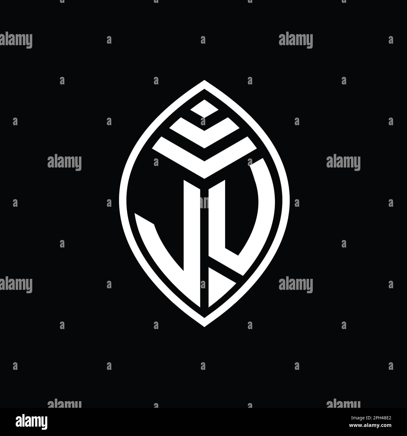 JV Logo monogram elegant leaf shape isolated outline design template Stock Photo