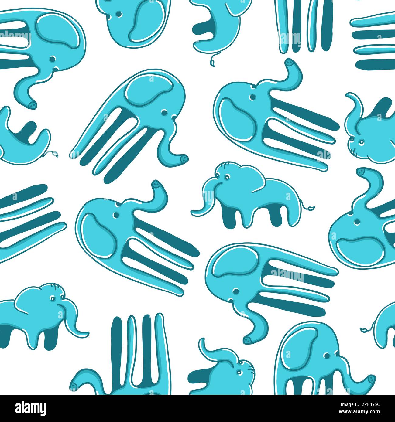 Elephants seamless pattern. Vector illustration in cartoon flat style ...