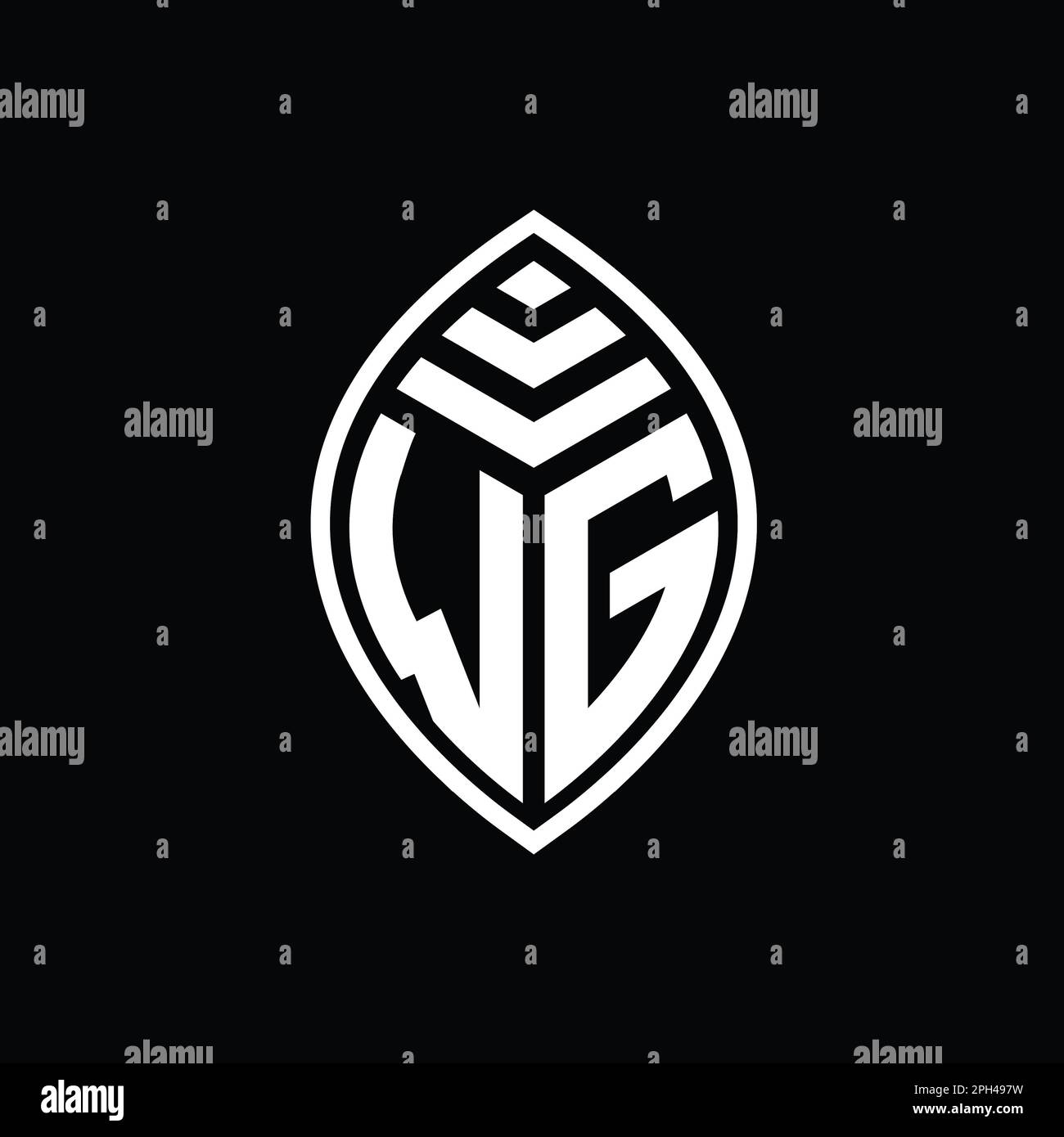WG Logo monogram elegant leaf shape isolated outline design template Stock Photo