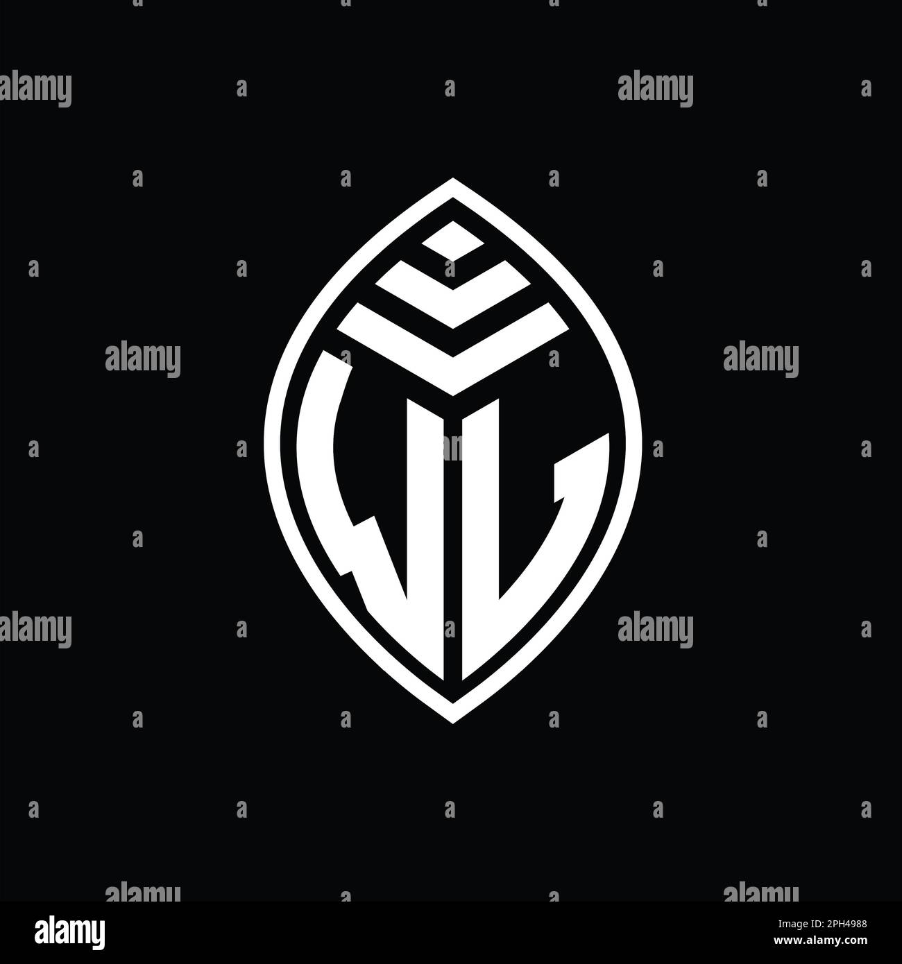 WL Logo monogram elegant leaf shape isolated outline design template ...