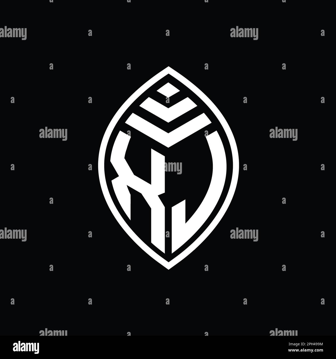 XJ Logo monogram elegant leaf shape isolated outline design template ...