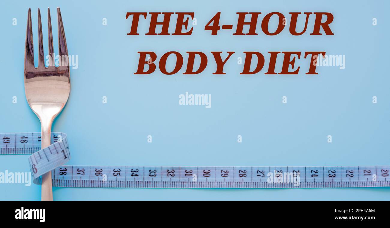 Diet text on flat lay background the 4 hour body diet Stock Photo