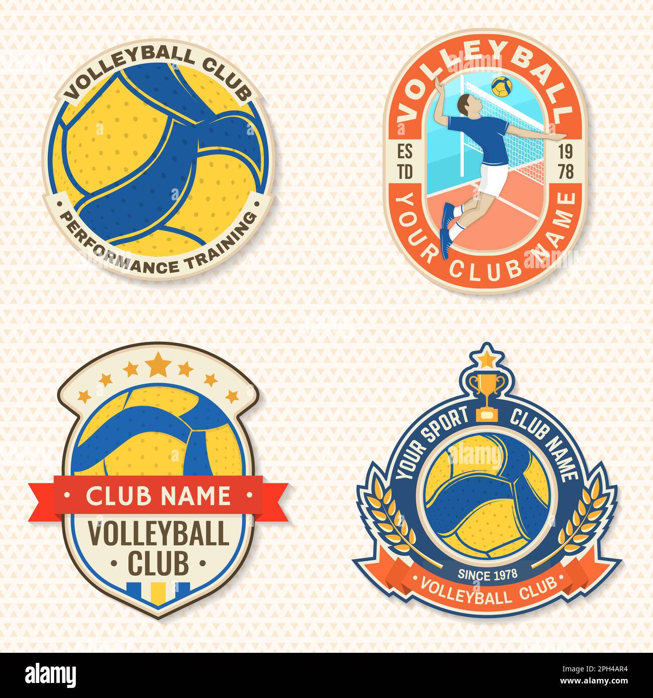 Set of Volleyball club emblem, patch, sticker. Vector illustration. For ...