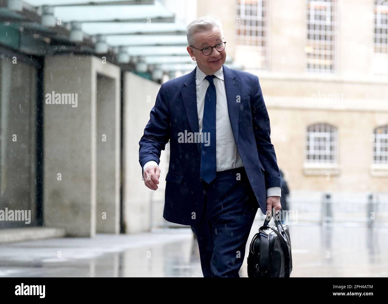 Levelling Up Secretary Michael Gove arrives at BBC Broadcasting House