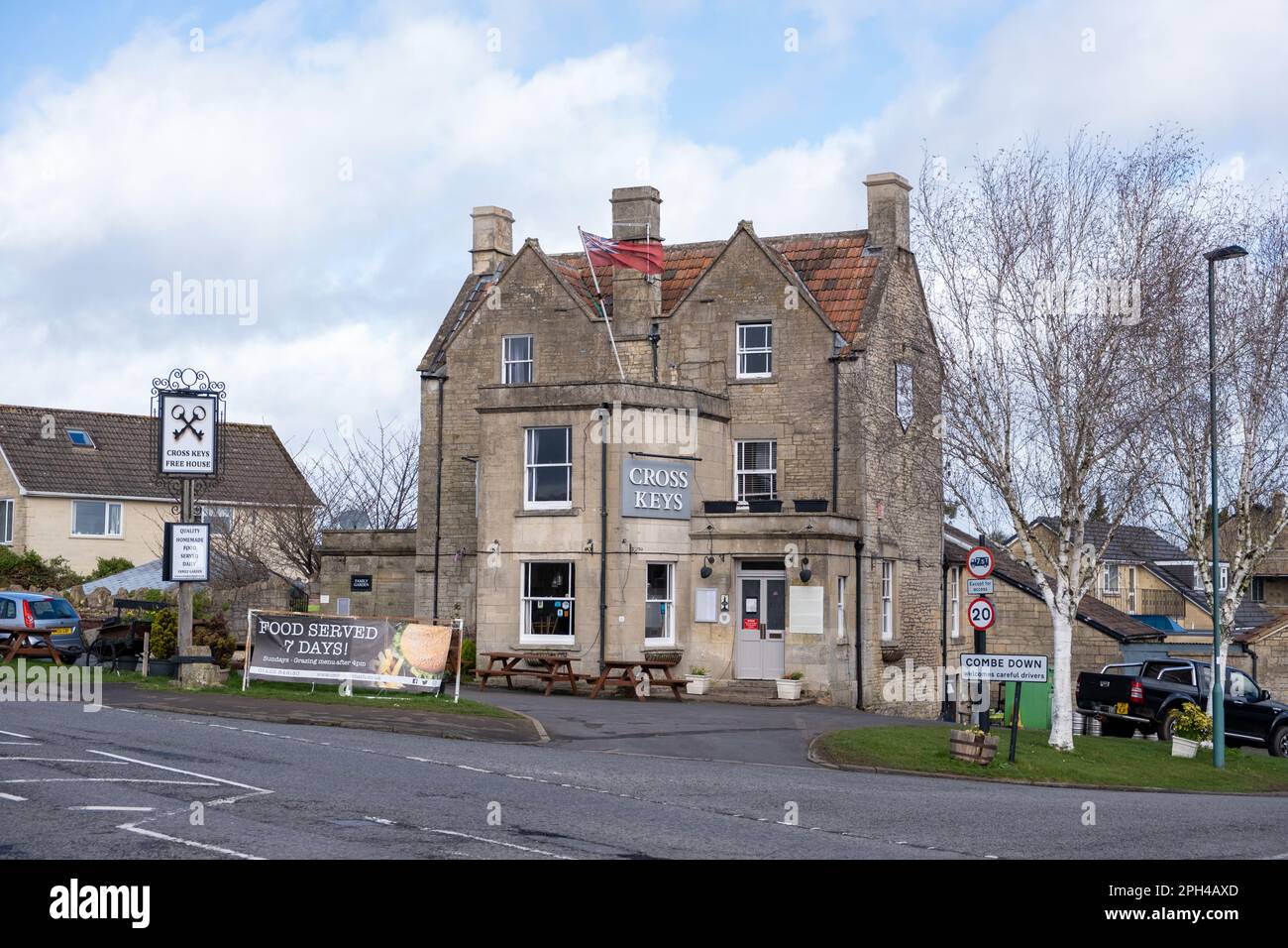 The exterior of the Cross Keys pub, Combe Down, Bath Stock Photo Alamy