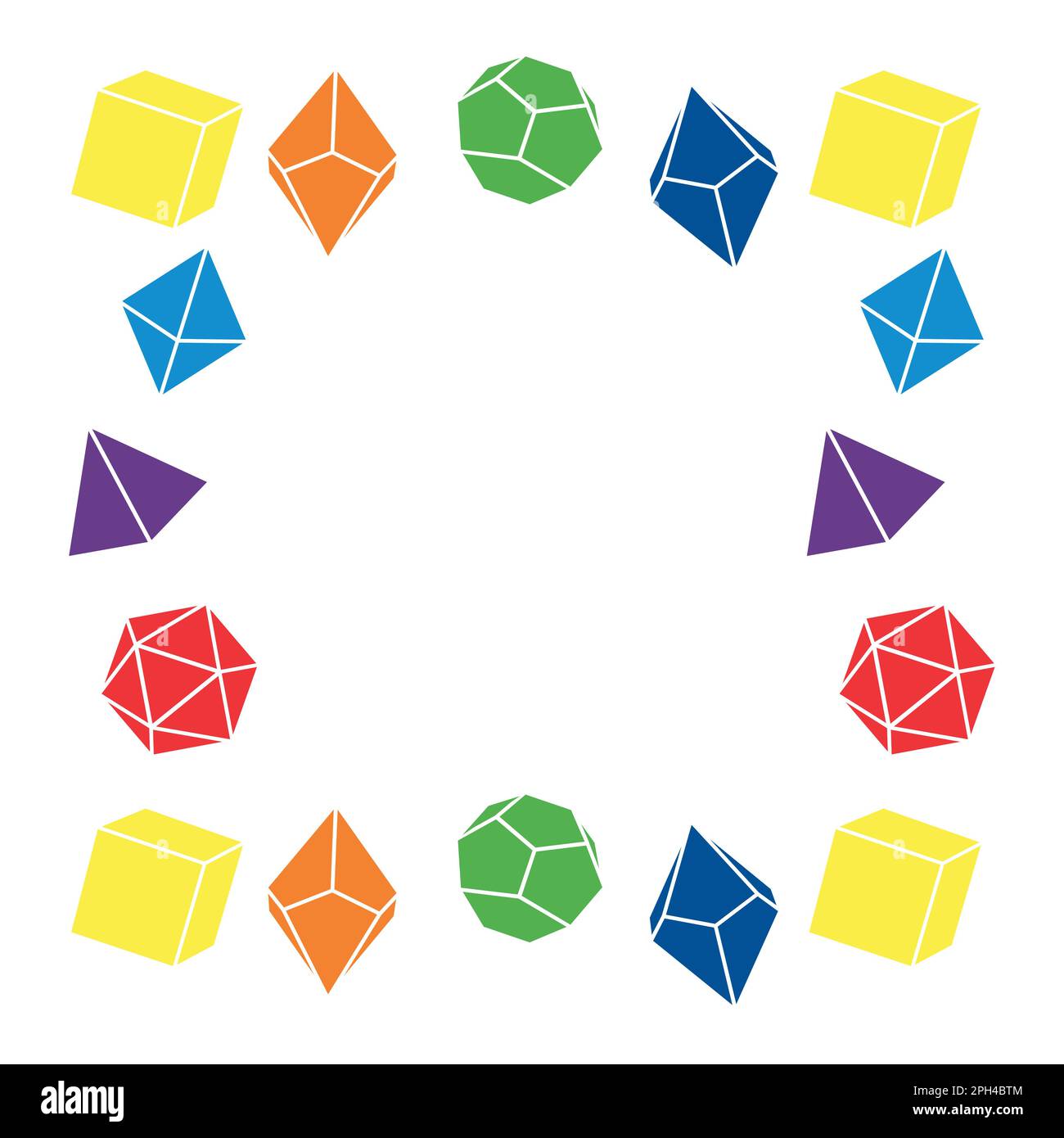 Multicolored dice frame in square shape, vector Stock Vector Image