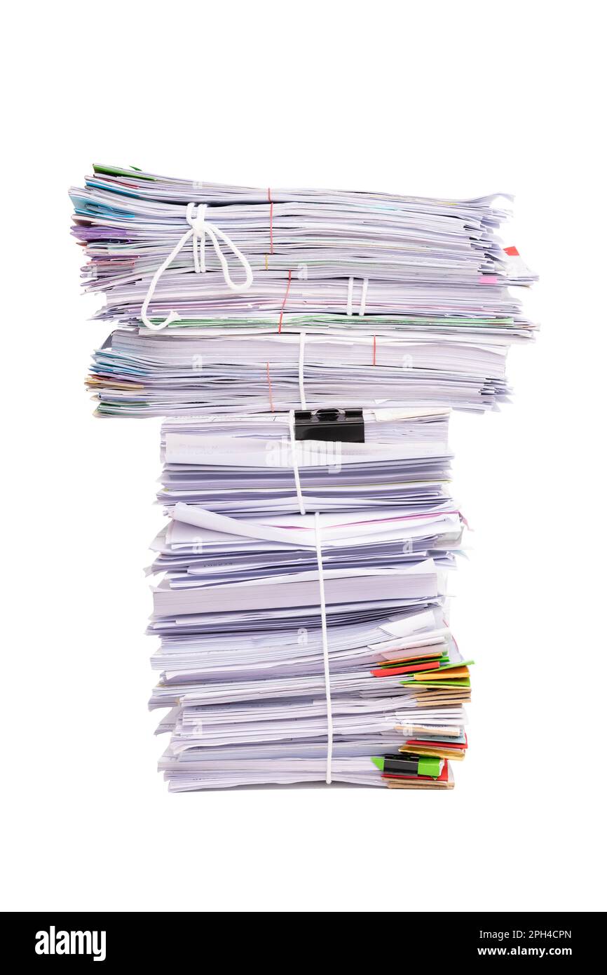 Stack of business documents papers isolated on white background Stock ...