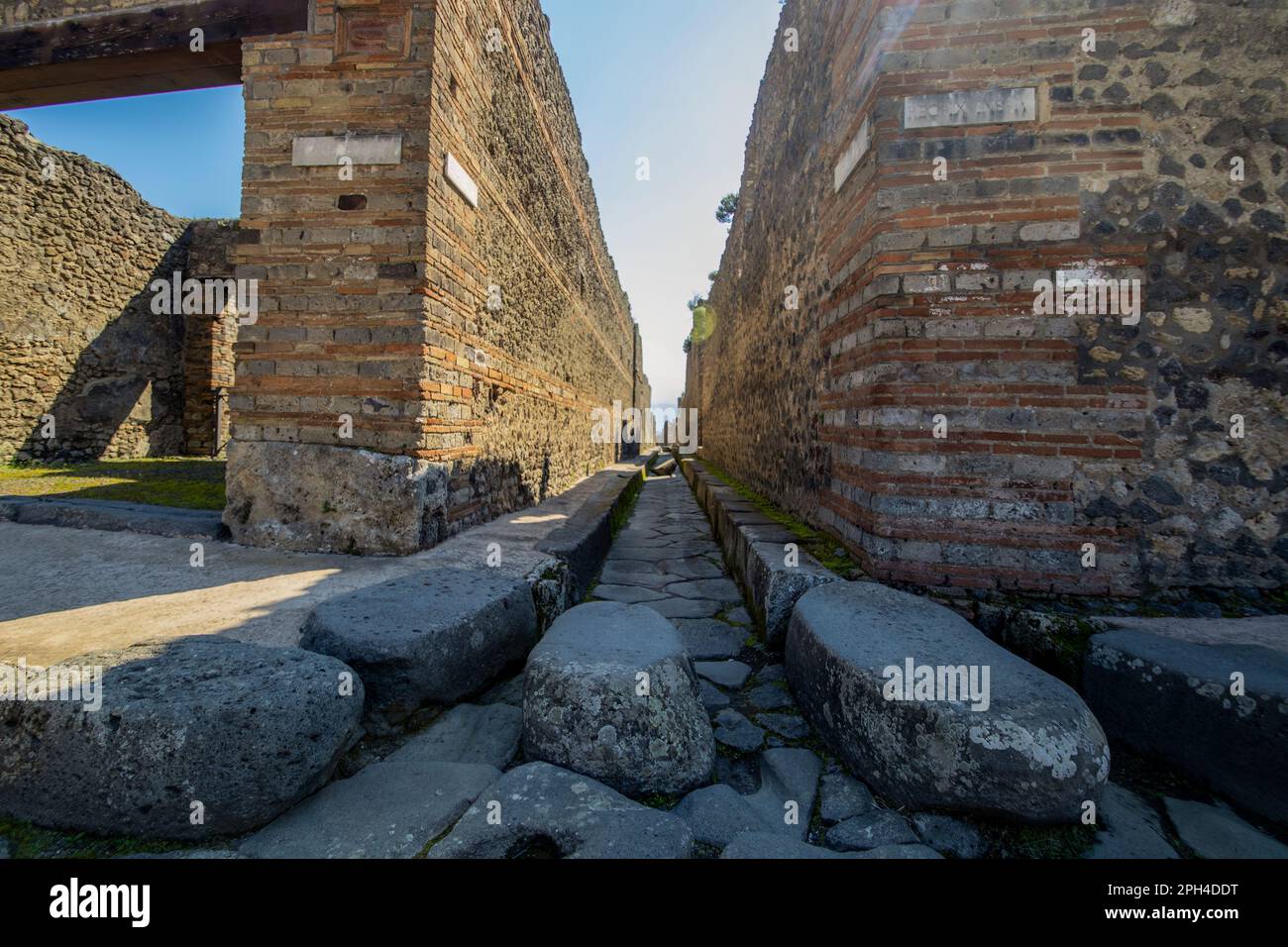 Stone Path Rome Stepping stones on the streets of the ancient Roman city of Pompeii ...