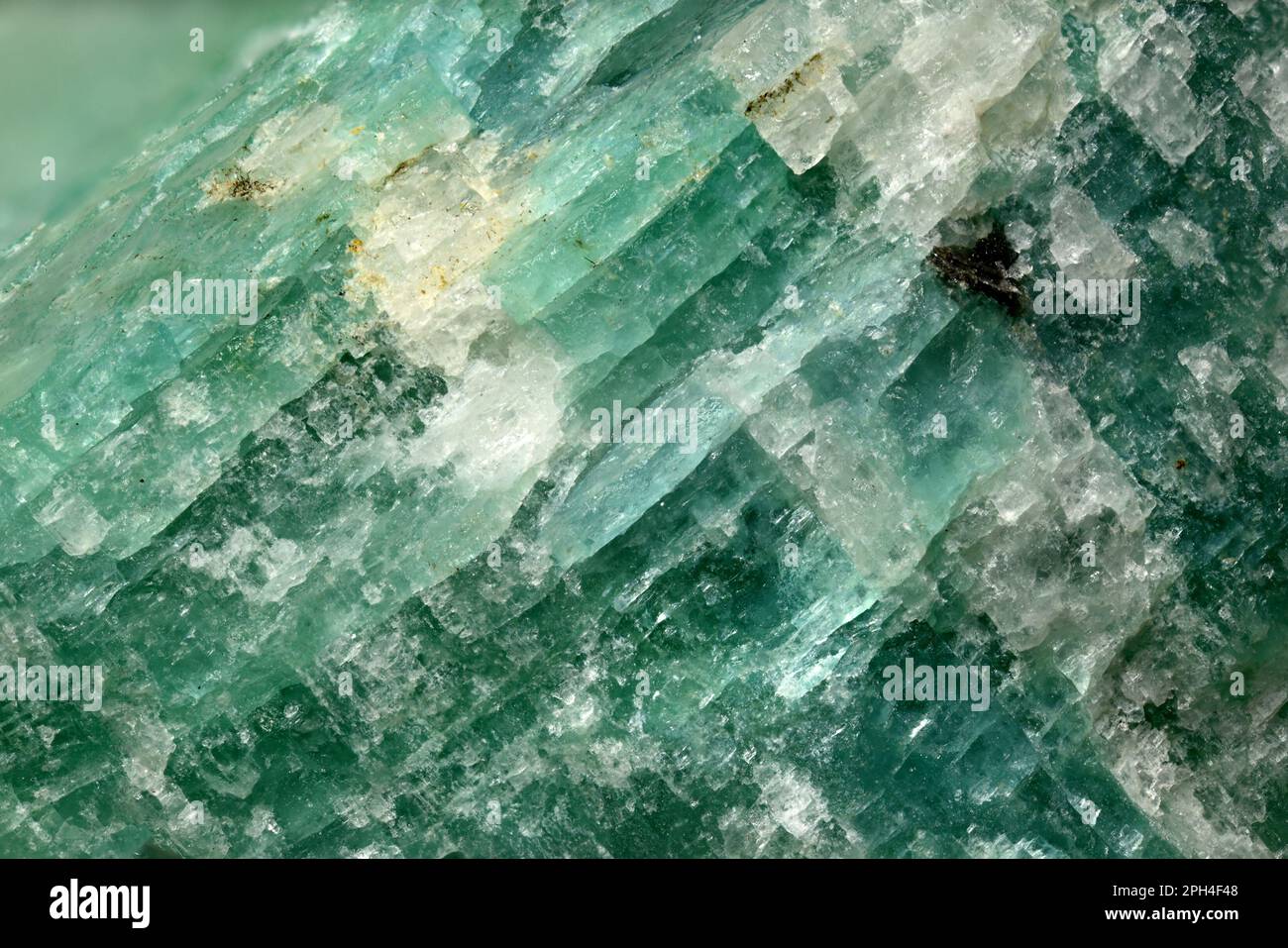 Amazonite (South Africa) - potassium feldspar / microcline. Closeup [Image frame c6mm across] Stock Photo