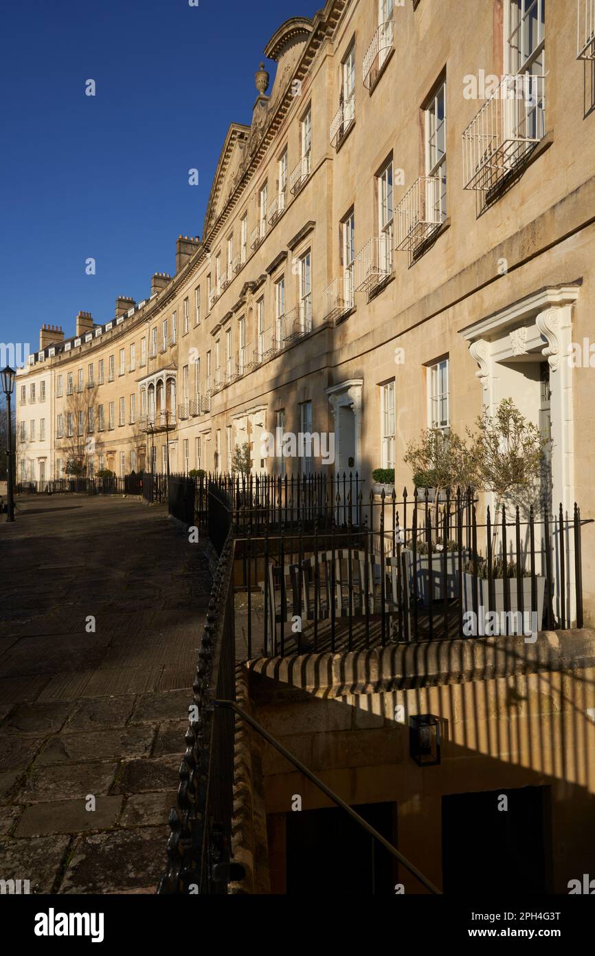Historic crescent in the UNESCO World Heritage City of Bath in Somerset ...