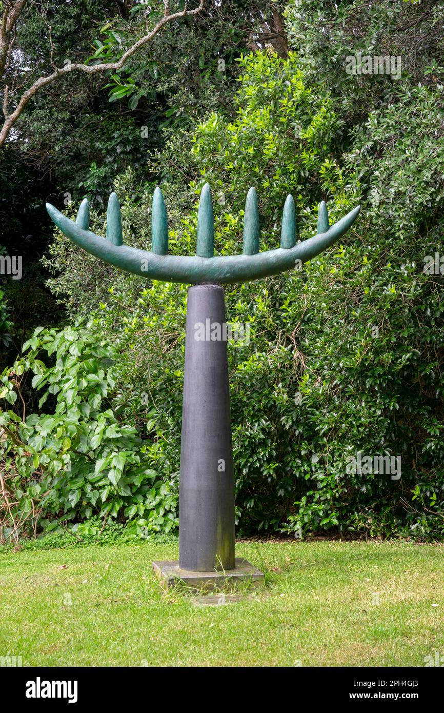 Auckland, New Zealand March, 2023. Granite and bronze sculpture named