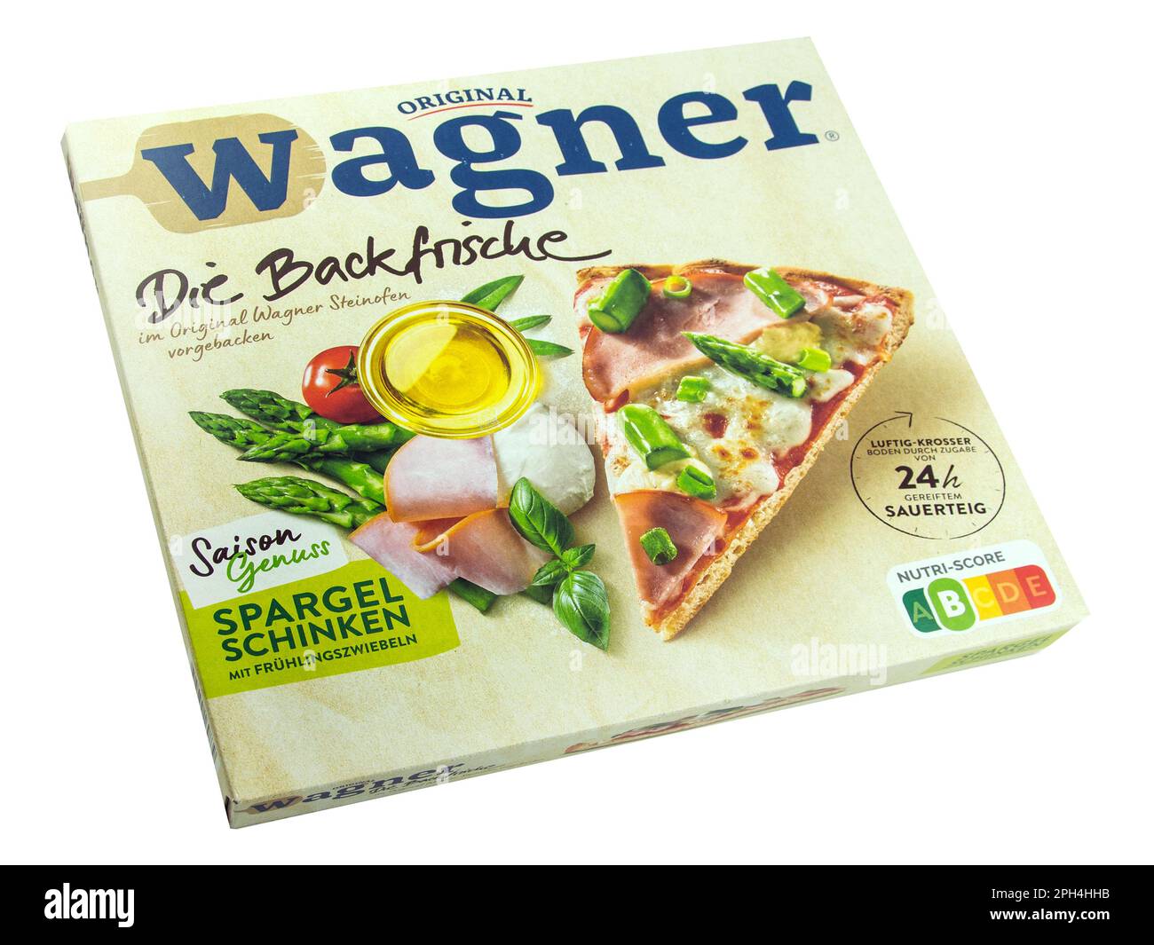 Wagner Original Pizza Die Backofenfrische Spargel Schinken Stock Photo