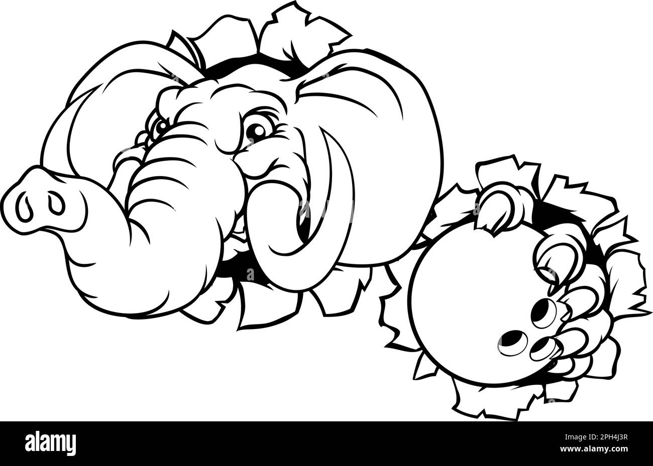 Elephant Bowling Ball Sports Animal Mascot Stock Vector Image & Art Alamy