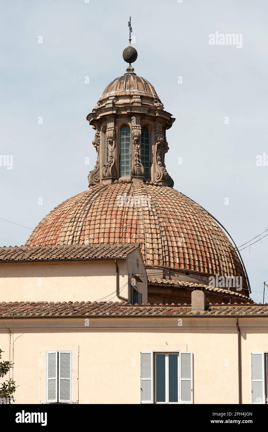 Dome of the church of Santa Maria in Portico in Campitelli, Jewish Ghetto, Rome, Italy Stock Photo