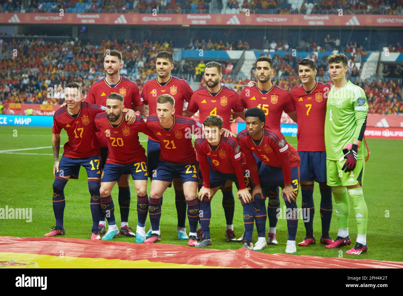 March 25, 2023, Rome, Spain: Team of Spain during the UEFA EURO 2024,  European Qualifiers group A football match between Spain and Norway on  March 25, 2023 at La Rosaleda Stadium in