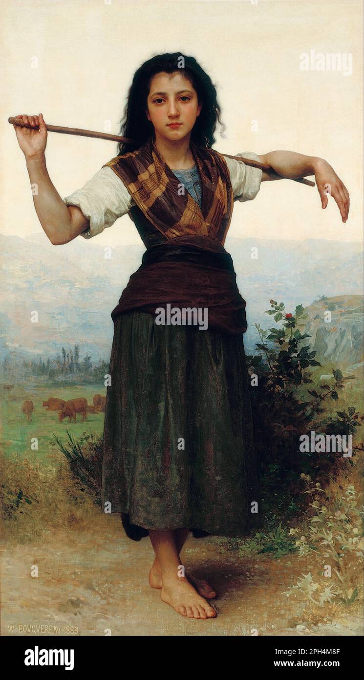 Pastourelle [The Little Shepherdess] 1889 by William-Adolphe Bouguereau Stock Photo