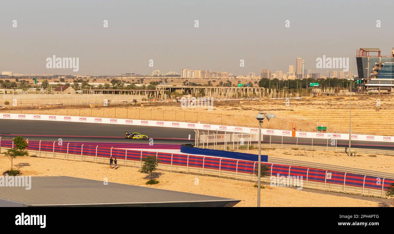 Dubai, UAE 01.14.2023 Racing cars on Dubai Autodrome circuit during