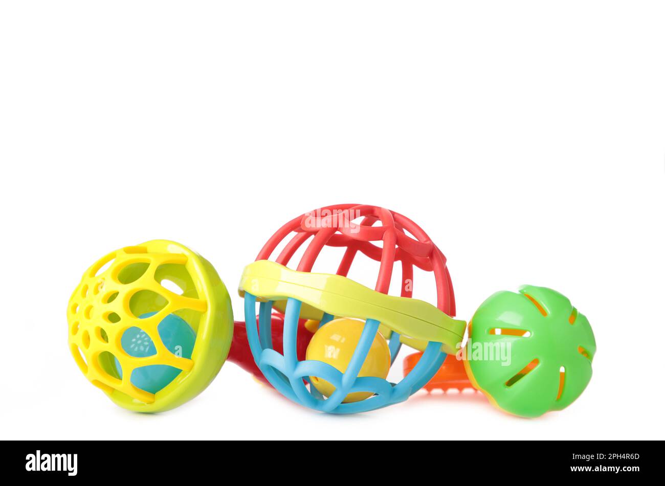 Colorful Rattles Flat lay white childrens Cut Out Stock Images & Pictures - Alamy