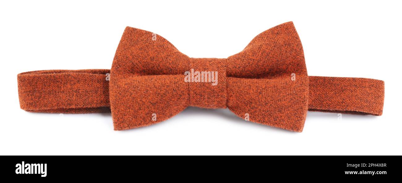 Stylish orange bow tie isolated on white Stock Photo