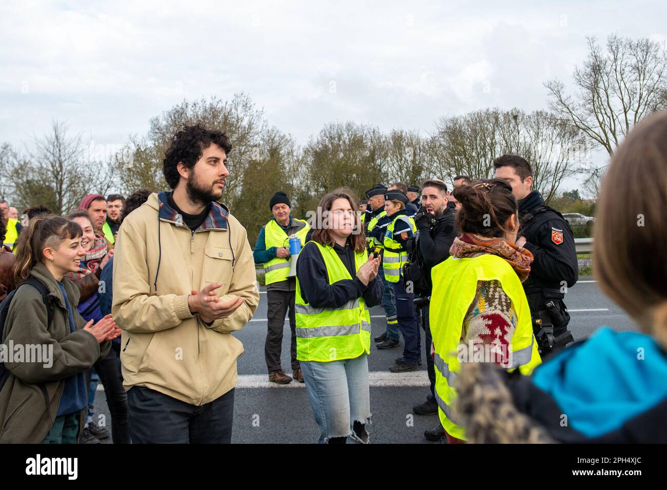 Sainte Soline, France. 25th Mar, 2023. Violent protest against Mega