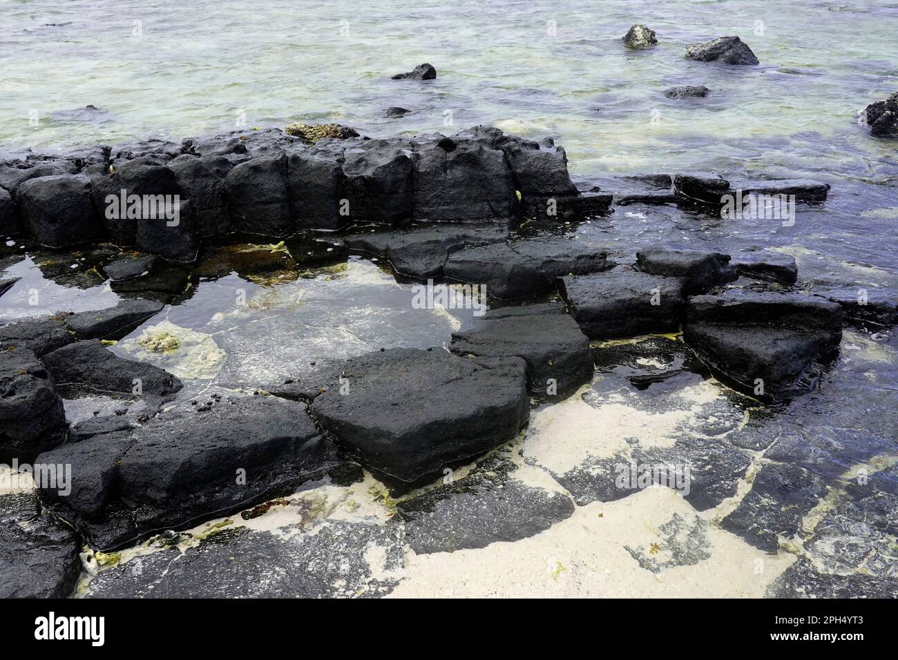 Lava rocks, beach, Mauritius Stock Photo