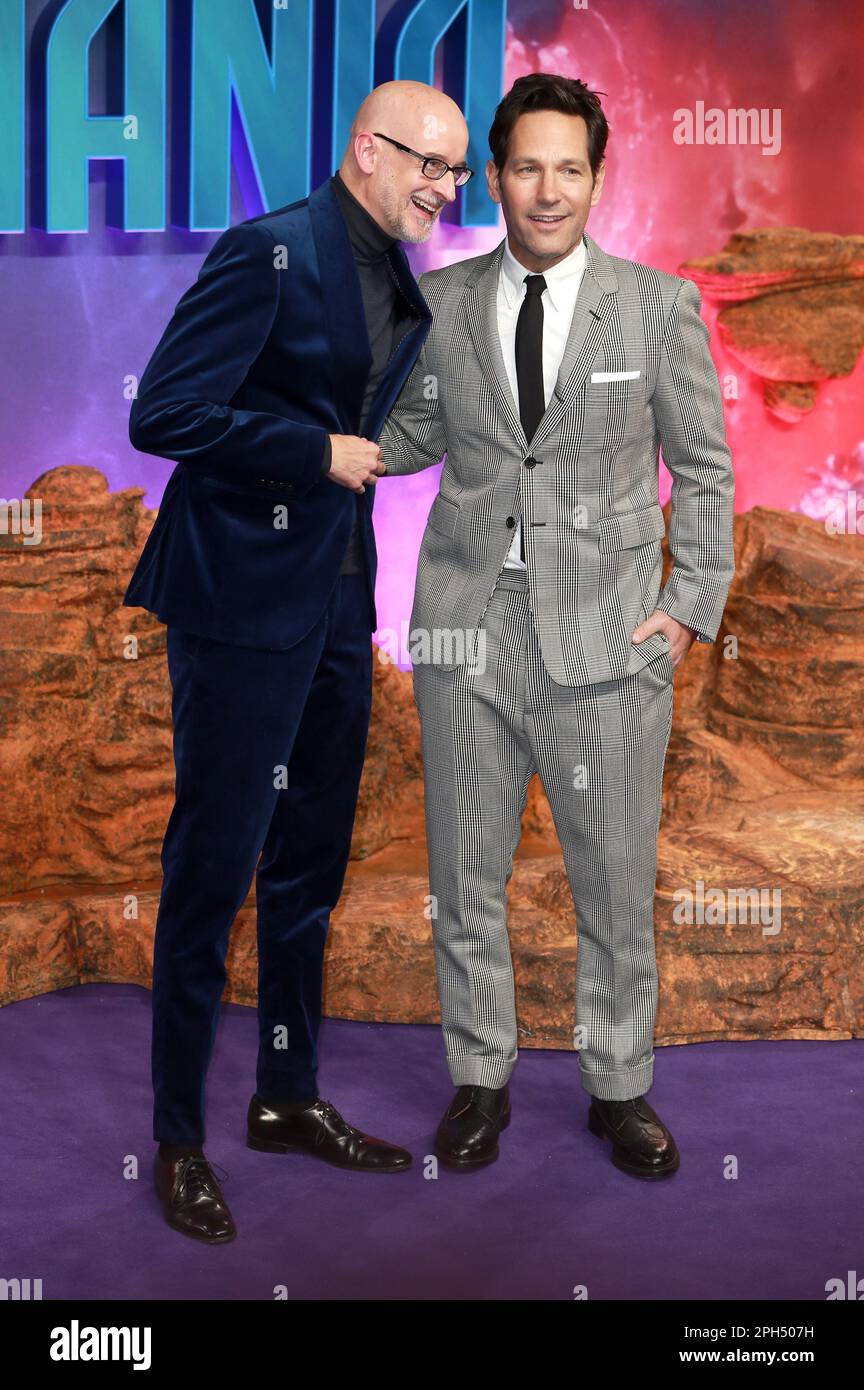 Peyton Reed and Paul Rudd attend the 'Ant-Man And The Wasp: Quantumania' UK Gala Screening at BFI IMAX Waterloo in London. Stock Photo