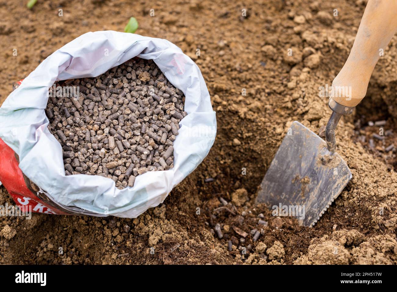 Eco friendly gardening background. Preparing soil for planting