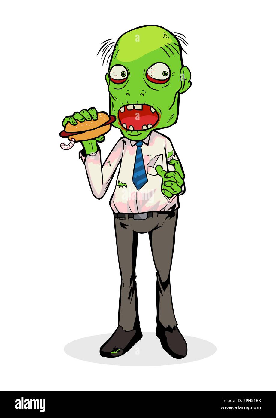 Cartoon illustration of a zombie eating a hotdog Stock Photo Alamy