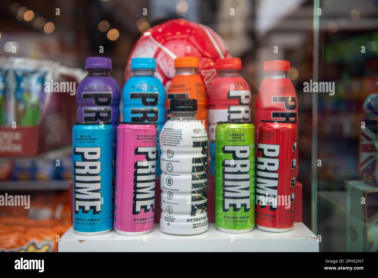 A selection of Prime Sports drinks, promoted by Youtubers Logan Paul