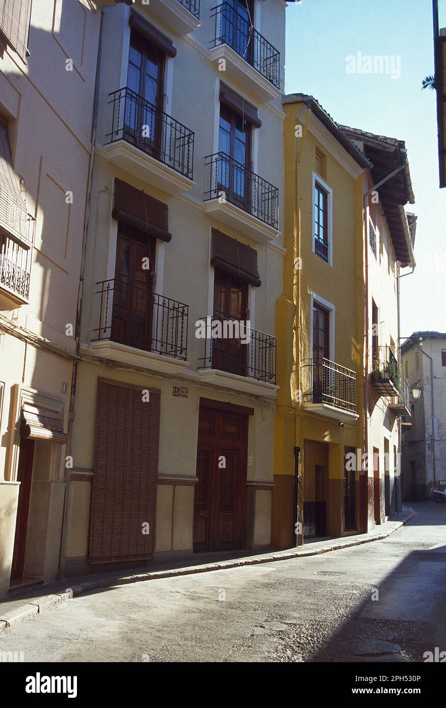 Street. Xativa, Valencia province, Comunidad Valenciana, Spain. Stock Photo