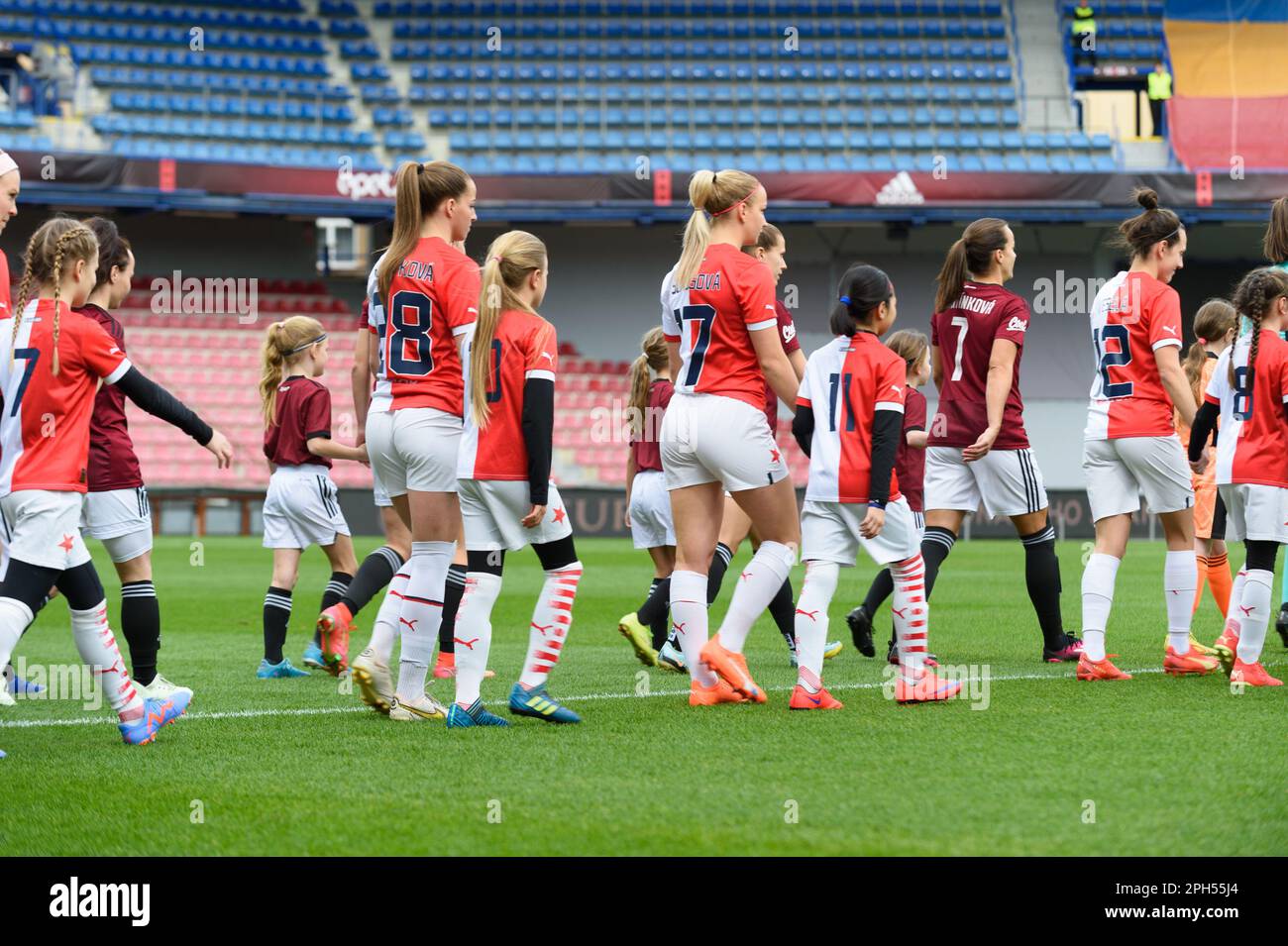 Marjolen Wafula Nekesa of Slavia (left) celebrates goal during the final  round of women Champions