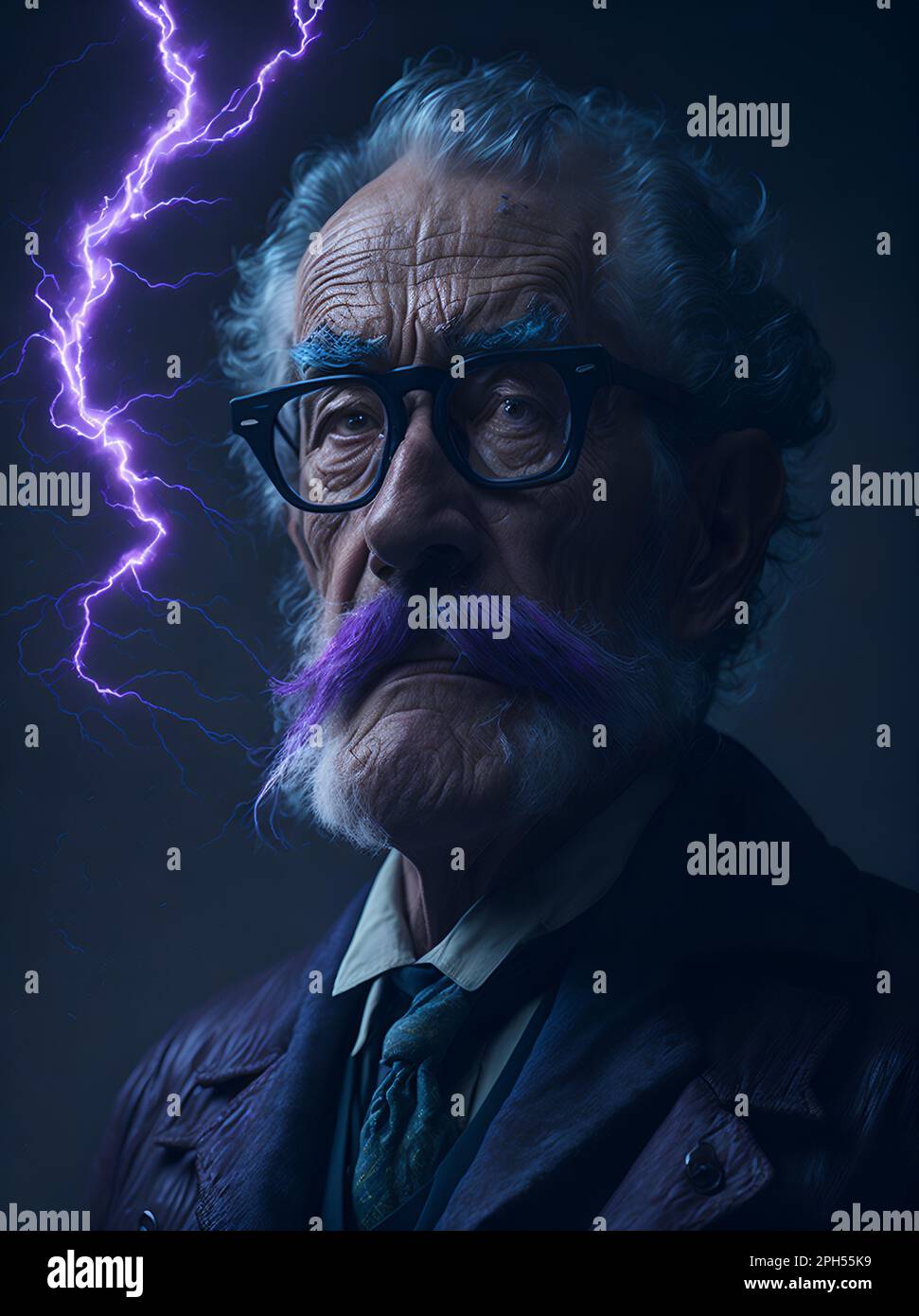 Crazy professor scientist. AI generated illustration Stock Photo Alamy