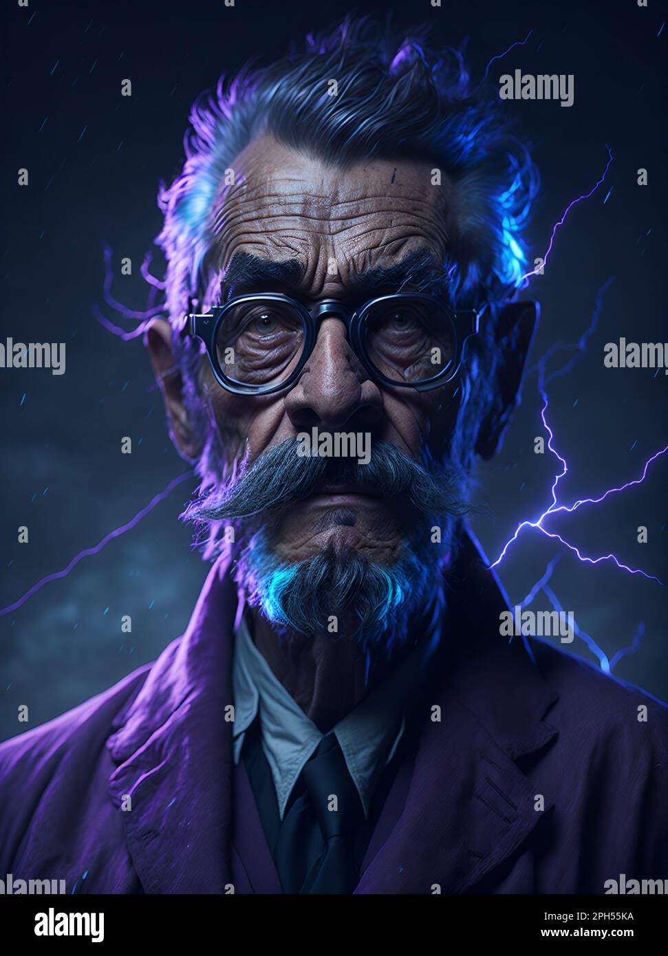 Crazy professor scientist. AI generated illustration Stock Photo Alamy