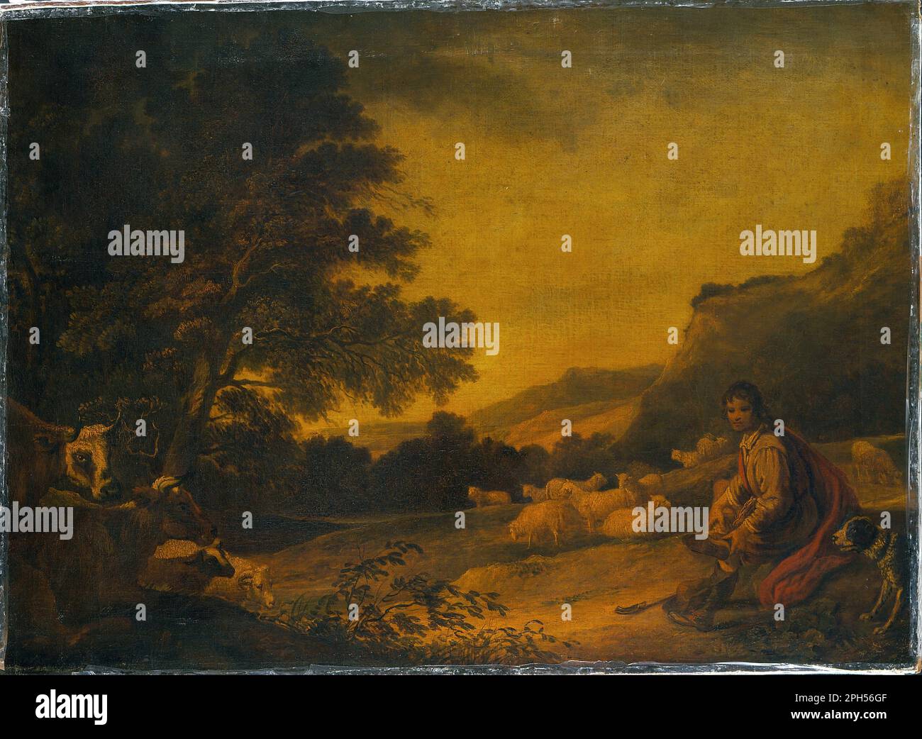 Landscape With Cattle A Young Sheperd With His Flock Before 1811 By landscape-with-cattle-a-young-sheperd-with-his-flock-before-1811-by