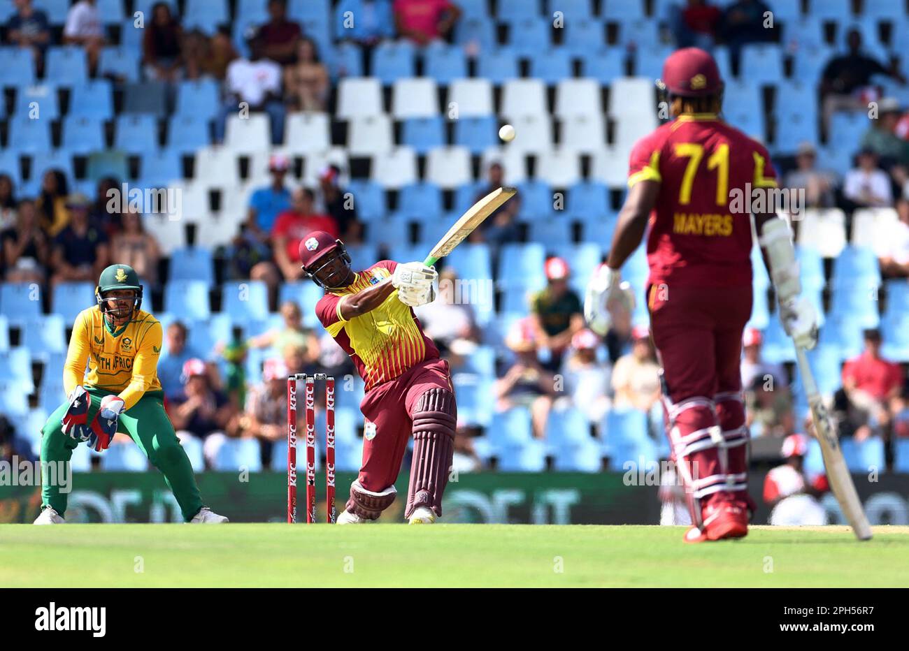 Cricket - Second Twenty20 - South Africa v West Indies - SuperSport Park Cricket Stadium, Centurion, South Africa - March 26, 2023  West Indies' Johnson Charles in action REUTERS/Siphiwe Sibeko Stock Photo