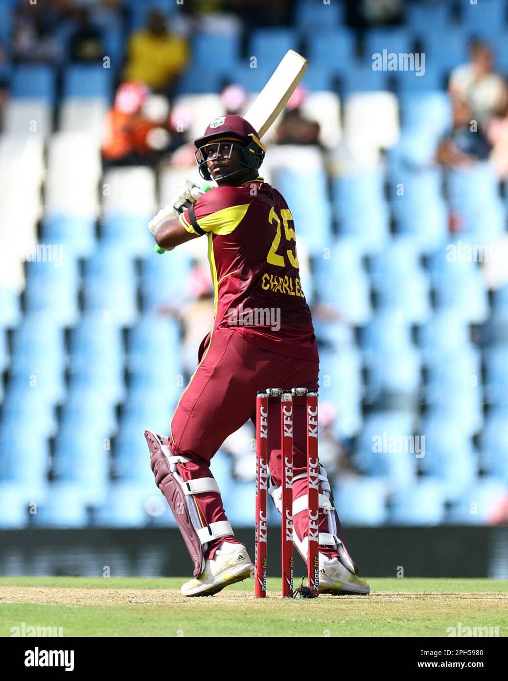 Cricket - Second Twenty20 - South Africa v West Indies - SuperSport Park Cricket Stadium, Centurion, South Africa - March 26, 2023  West Indies' Johnson Charles in action REUTERS/Siphiwe Sibeko Stock Photo