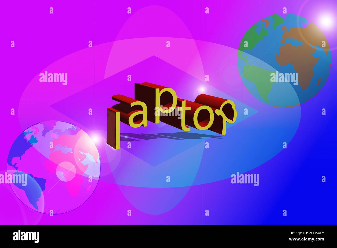 concept of laptop with the written on the colored back ground Stock Photo