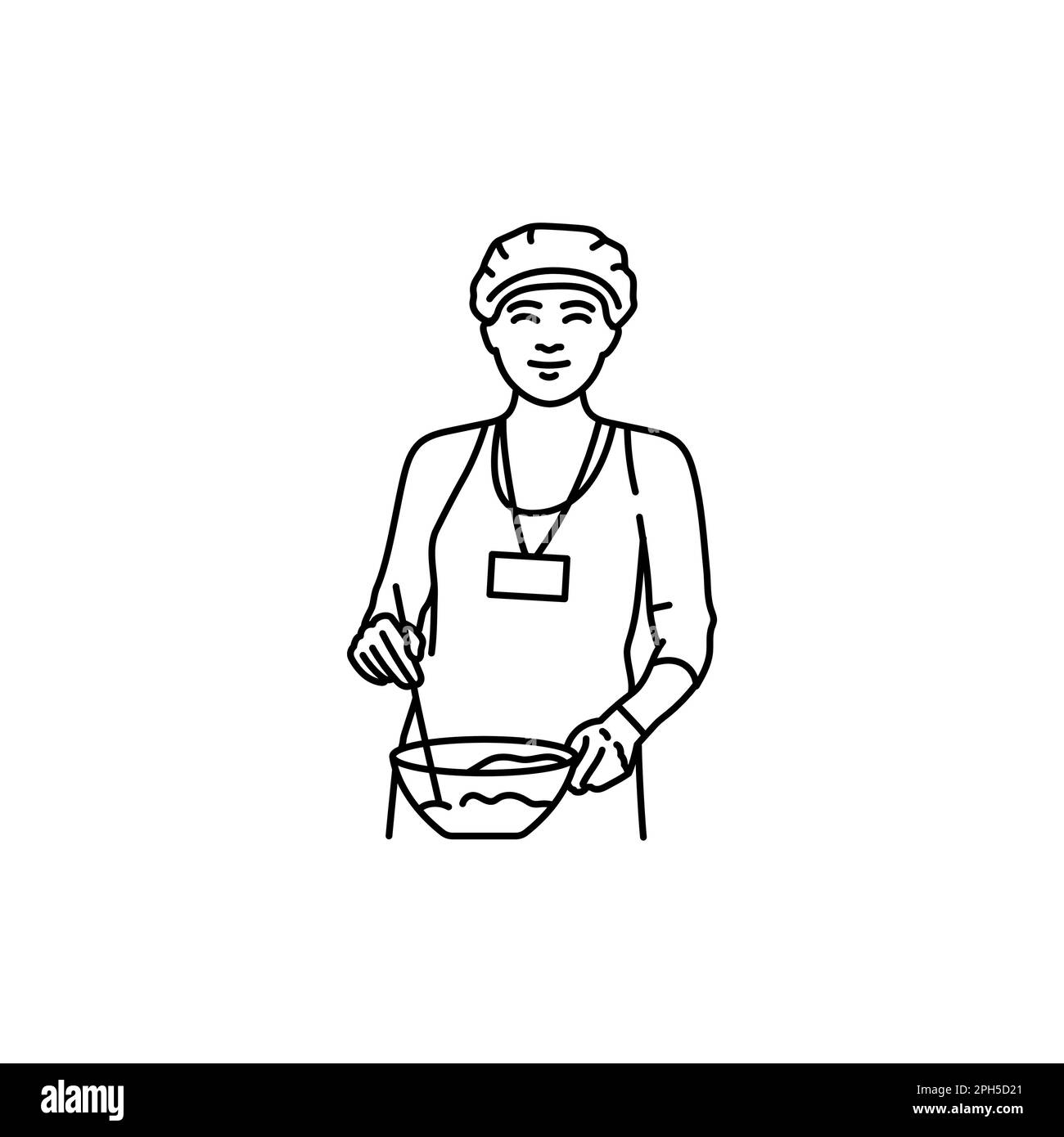 Volunteer cook black line icon. Pictogram for web page, mobile app, promo. Stock Vector