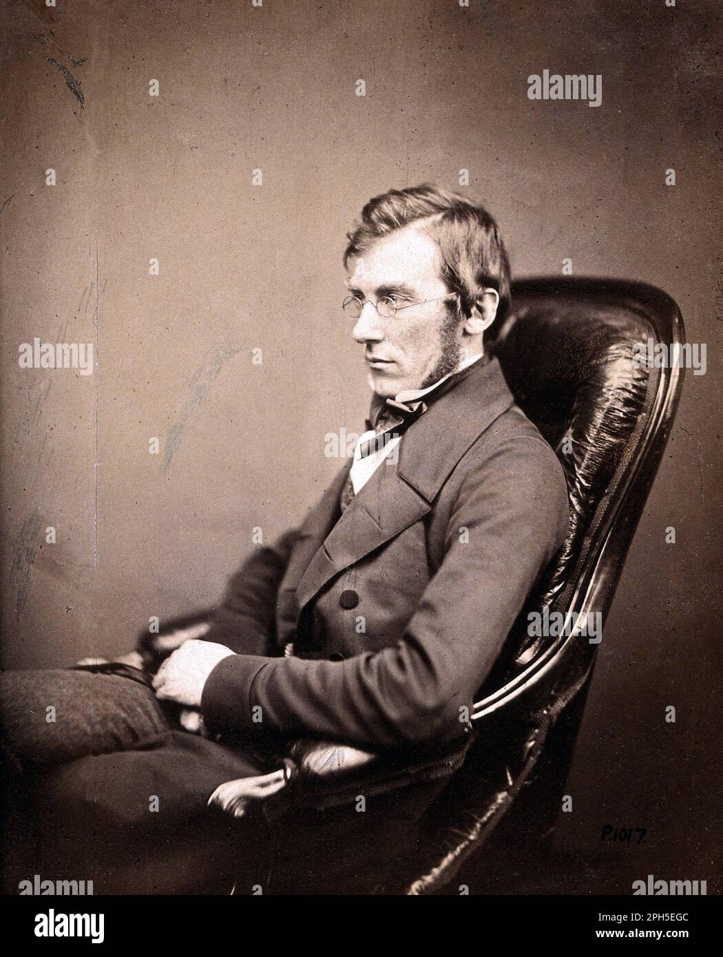 Sir Joseph Dalton Hooker portrait, 1817 – 1911, was a British botanist and explorer and a close friend of Charles Darwin, from 1865 he served as the director of the Royal Botanical Gardens Kew, vintage photograph from c1860s Stock Photo