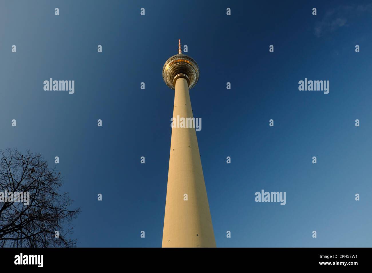 The TV Tower in the heart of Berlin known as the Fersehen Turm. Stock Photo