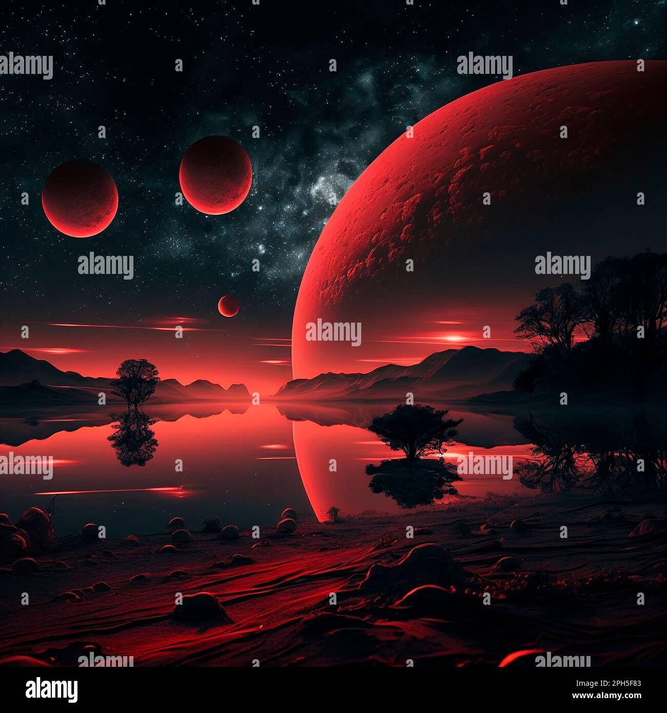 fantastic space image of the red planets Stock Photo