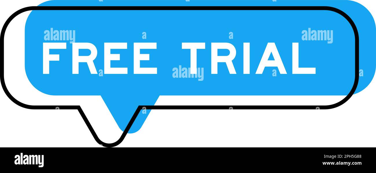 Speech banner and blue shade with word free trial on white background Stock Vector