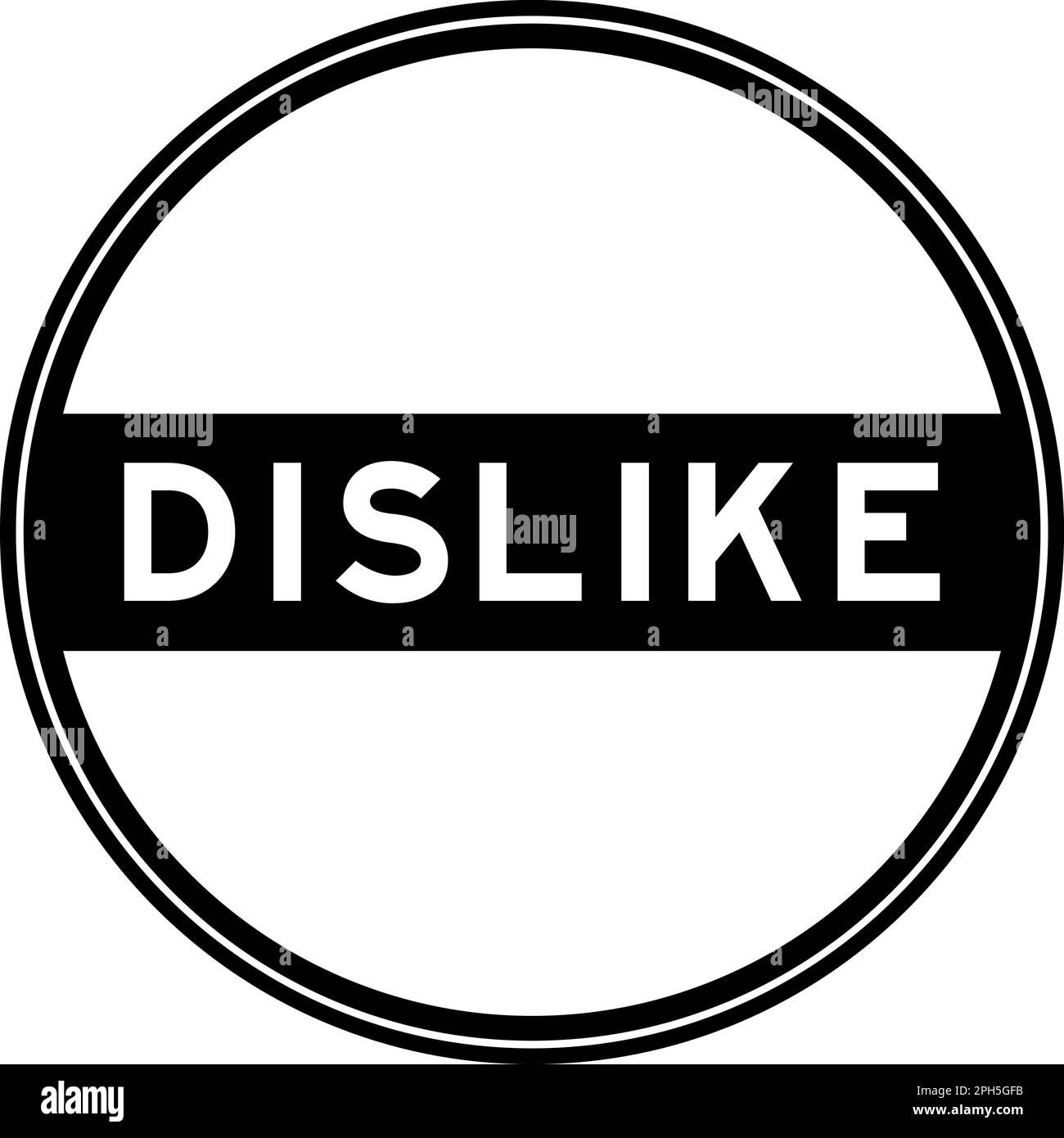 Black color round seal sticker in word dislike on white background