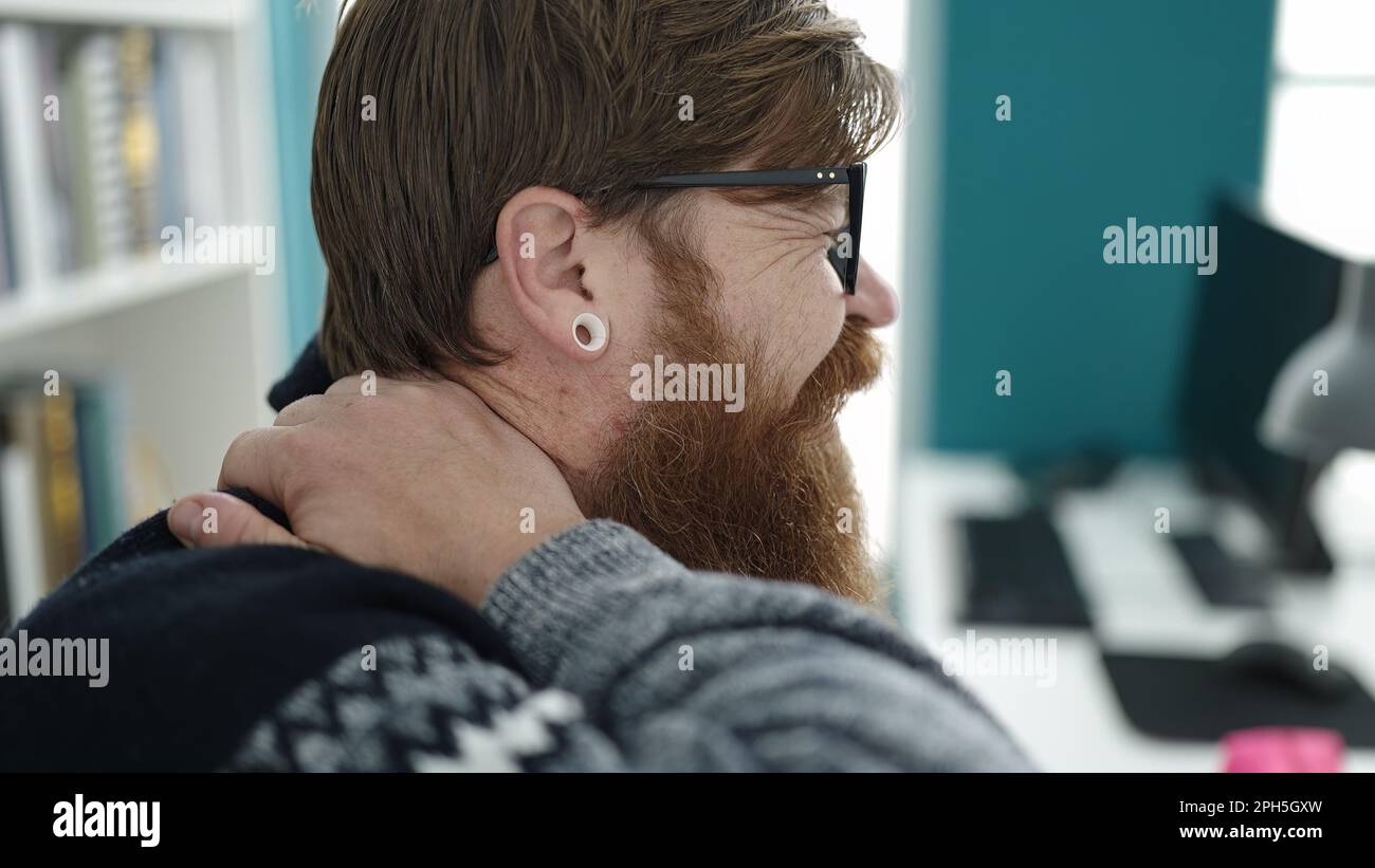 Tired redhead young man neck hi-res stock photography and images - Alamy