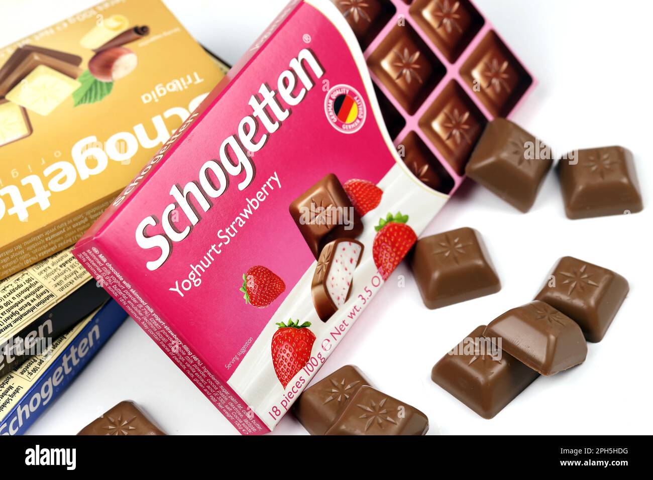 KYIV UKRAINE MAY 4 2022 Schogetten chocolate. Chocolate goods