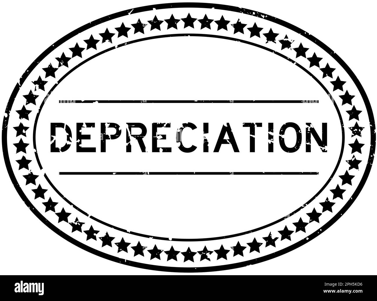 Grunge black depreciation word oval rubber seal stamp on white