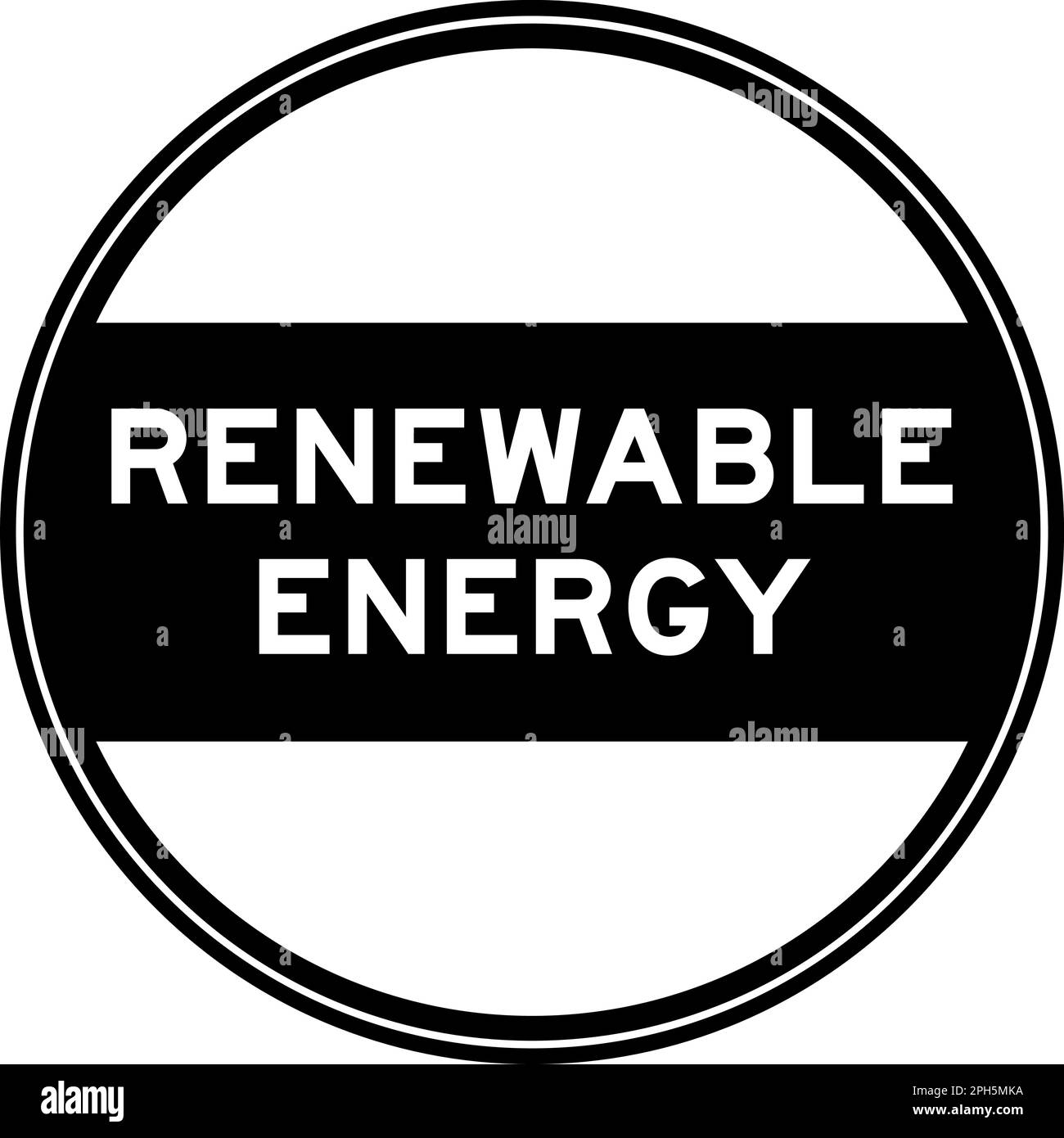 Black color round seal sticker in word renewable energy on white background Stock Vector