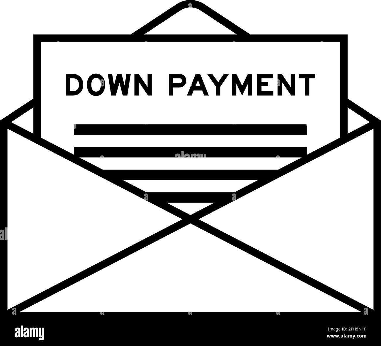Envelope and letter sign with word down payment as the headline Stock