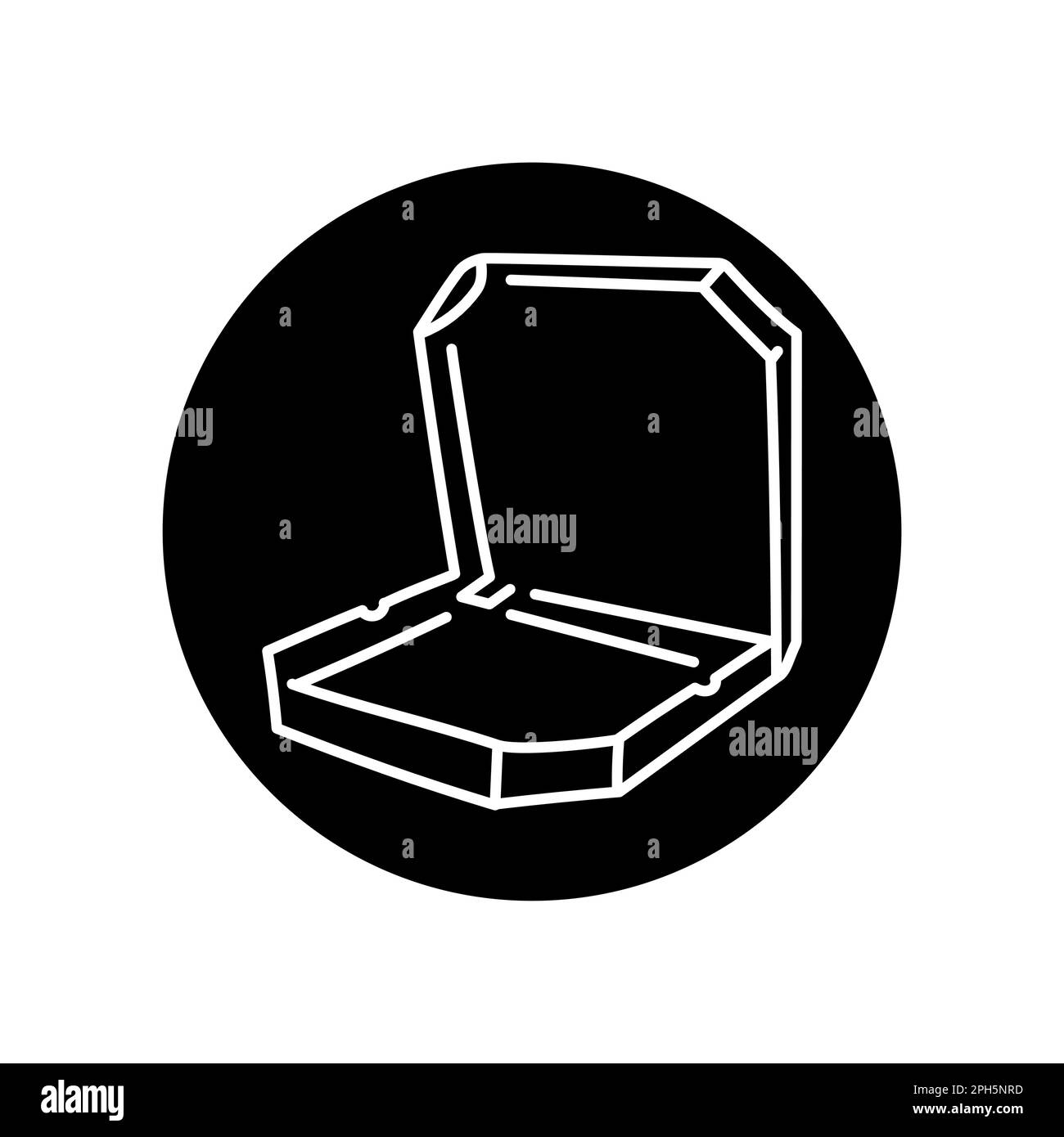 Pizza box black line icon. Takeout fastfood container. Take away