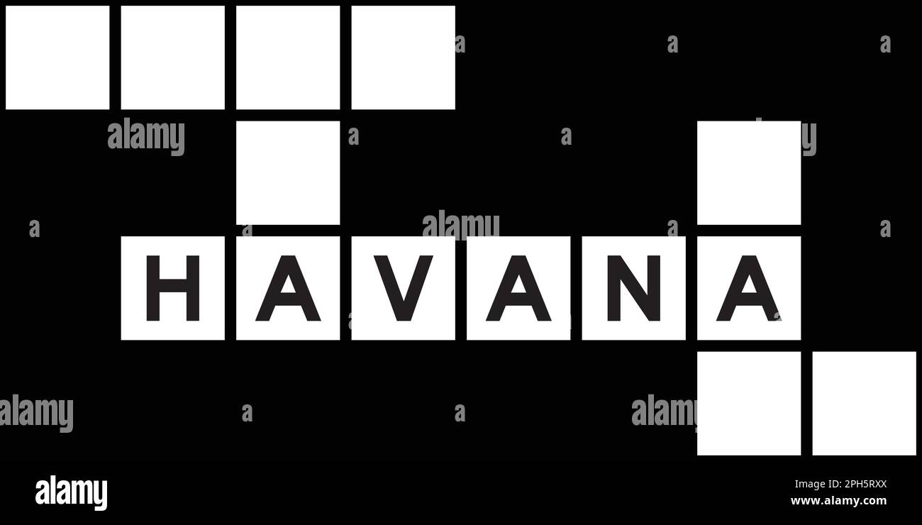 Alphabet letter in word havana on crossword puzzle background Stock Alphabet letter in word havana on crossword puzzle background Stock